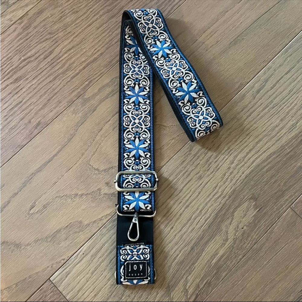 Joy Susan Blue and Cream Embroidered Strap